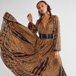 NWT Free People Happy Feelings Midi Maxi Dress Cheetah